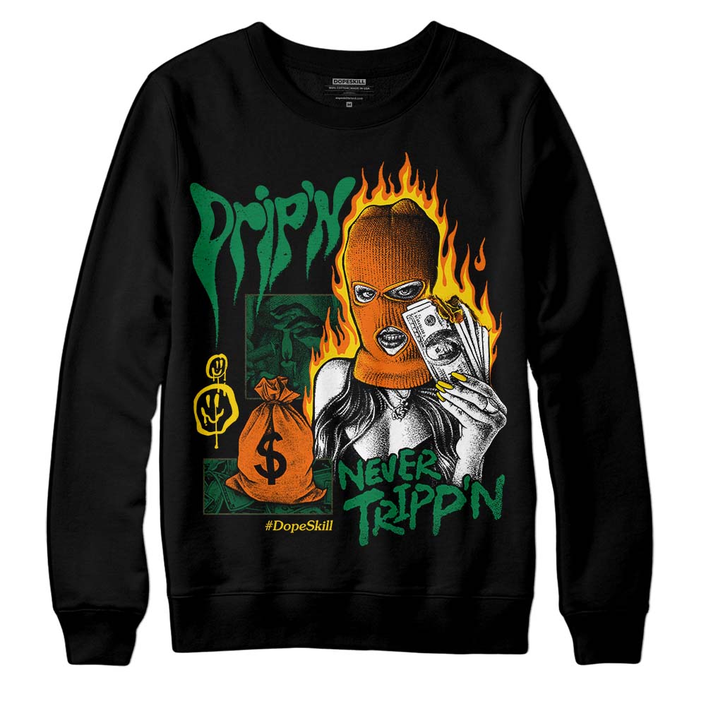 Green Sneakers DopeSkill Sweatshirt Drip'n Never Tripp'n Graphic Streetwear - Black