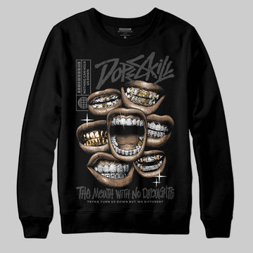 Jordan 4 “Black Cat” (2025) DopeSkill Sweatshirt The Mouth With No Droughts Graphic Streetwear - Black
