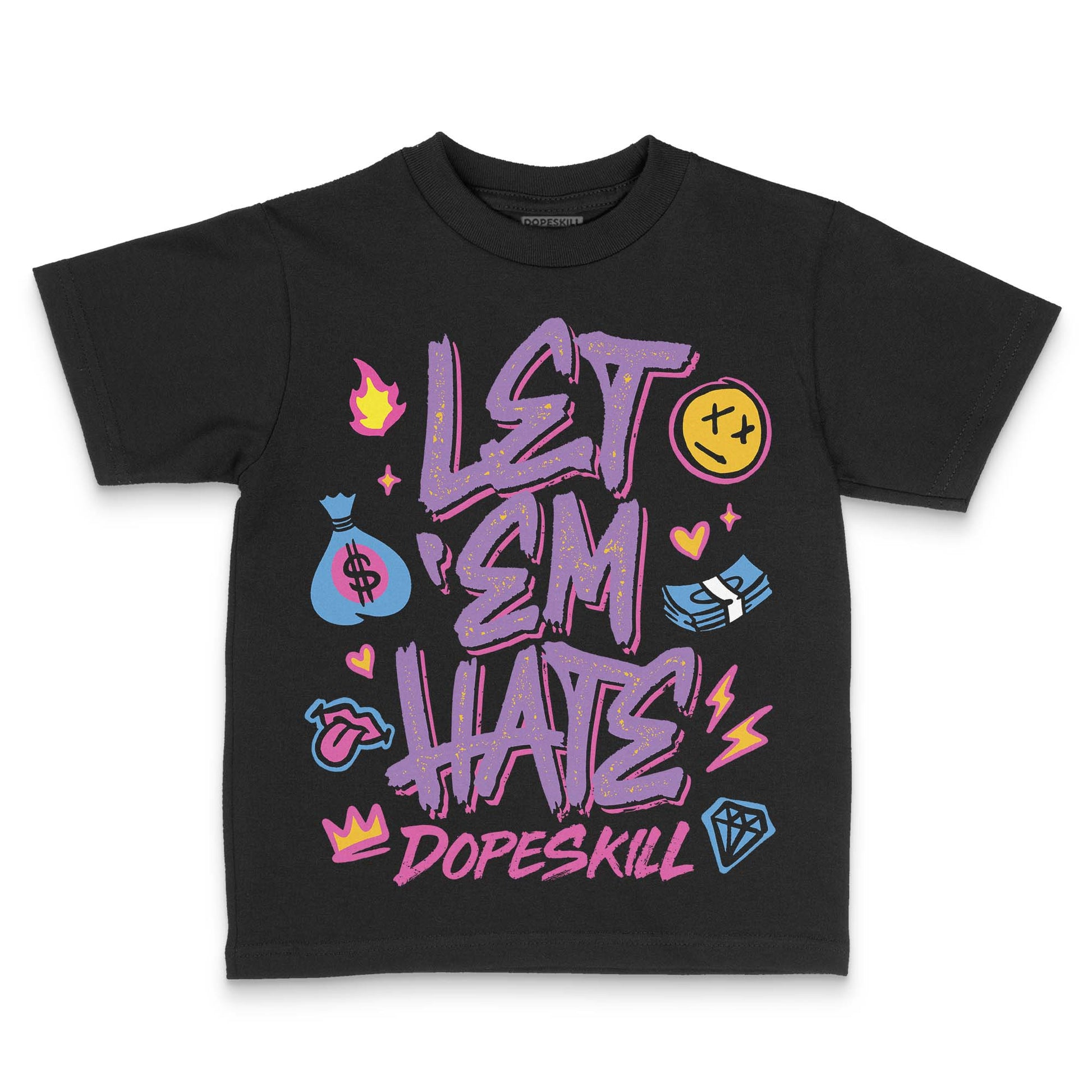 PURPLE Sneakers DopeSkill Toddler Kids T-shirt Let 'em Hate Graphic Streetwear - Black