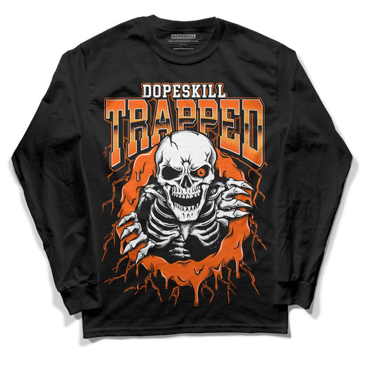 Jordan 12 Retro Brilliant Orange DopeSkill Long Sleeve T-Shirt Trapped Halloween Graphic Streetwear - Black