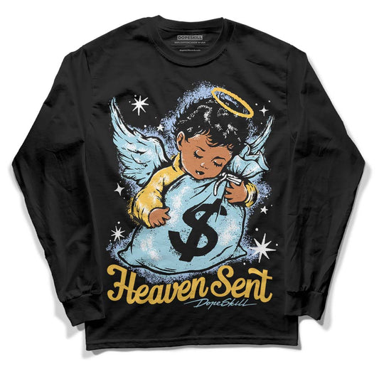Jordan 13 “Blue Grey” DopeSkill Long Sleeve T-Shirt Heaven Sent Graphic Streetwear - Black