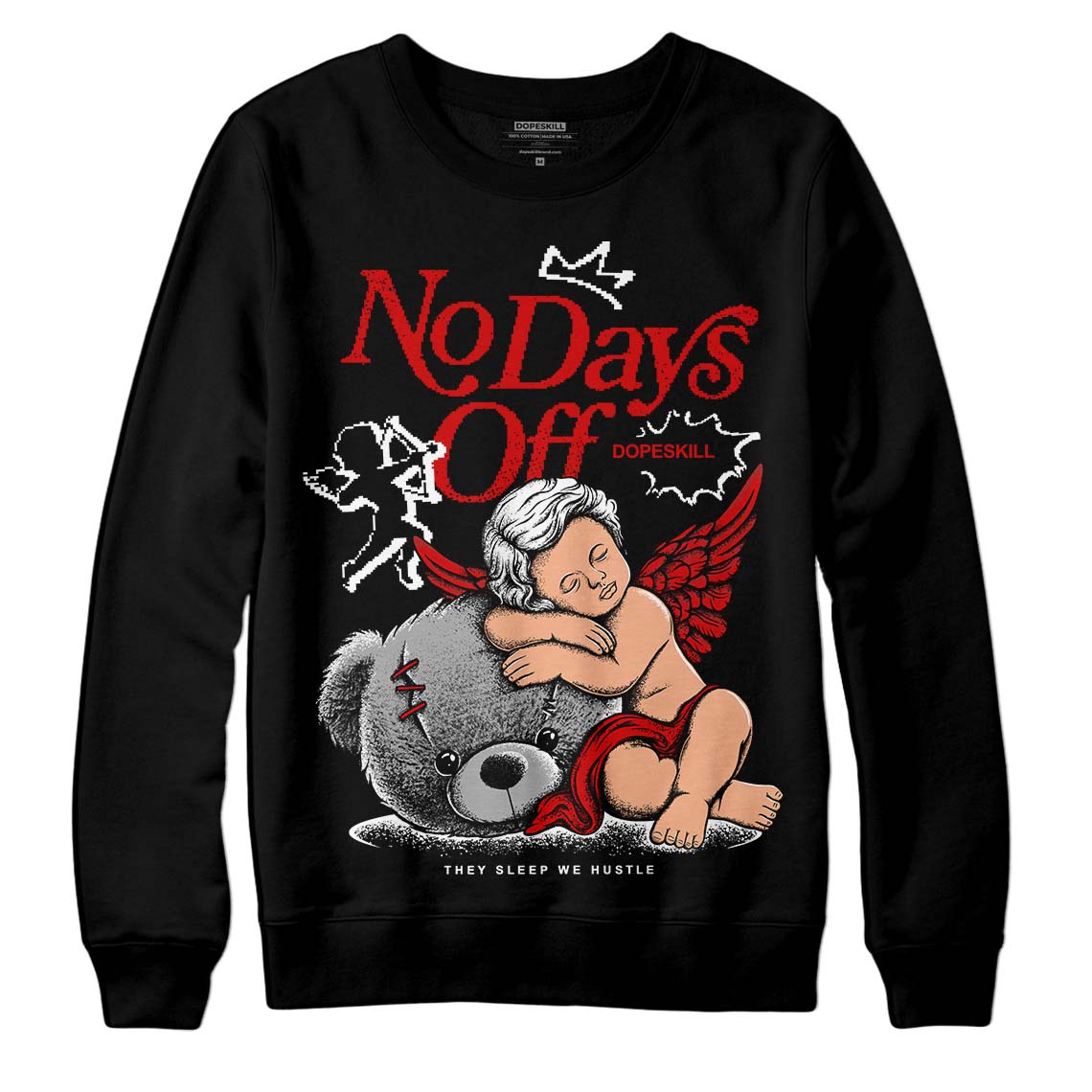 Jordan 1 Low OG “Black Toe” DopeSkill Sweatshirt New No Days Off Graphic Streetwear - Black