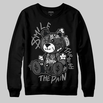 Jordan 4 “Black Cat” (2025) DopeSkill Sweatshirt Smile Through The Pain Graphic Streetwear - Black