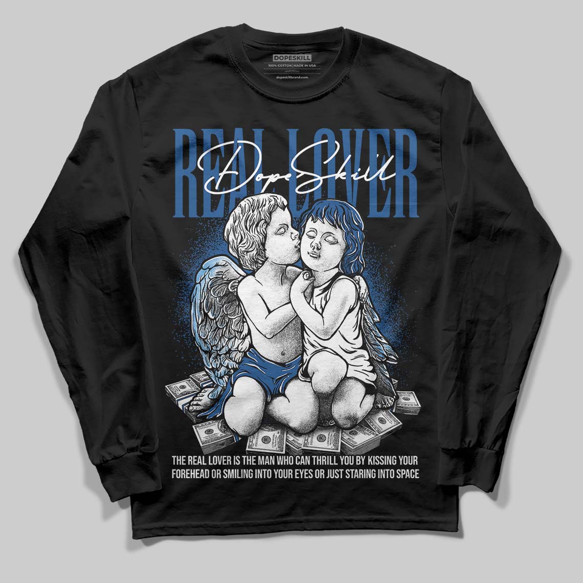 Jordan 1 Low OG “Storm Blue” DopeSkill Long Sleeve T-Shirt Real Lover Graphic Streetwear - Black