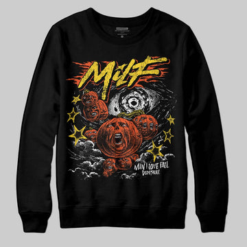 Jordan 4 Thunder DopeSkill Sweatshirt MILF Graphic Streetwear - Black