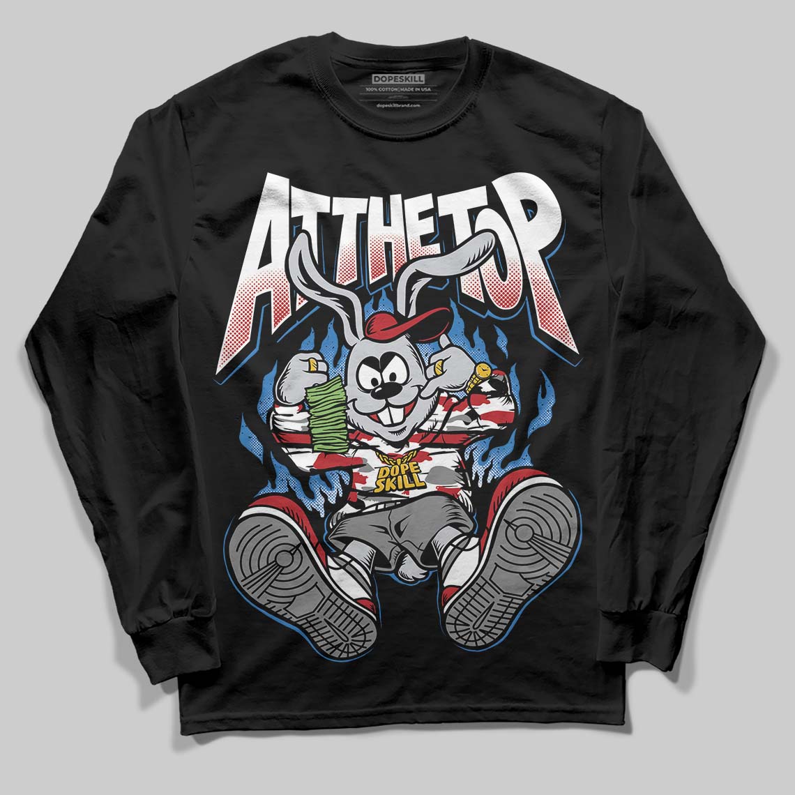 Jordan 8 Retro Bugs Bunny (2025) DopeSkill Long Sleeve T-Shirt At The Top Graphic Streetwear - Black