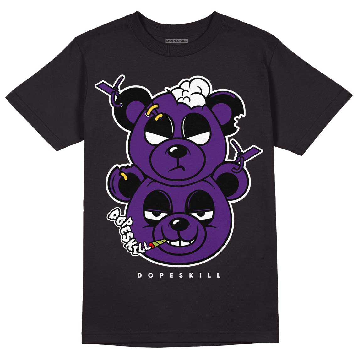 Jordan 12 “Field Purple” DopeSkill T-Shirt New Double Bear Graphic Streetwear - Black