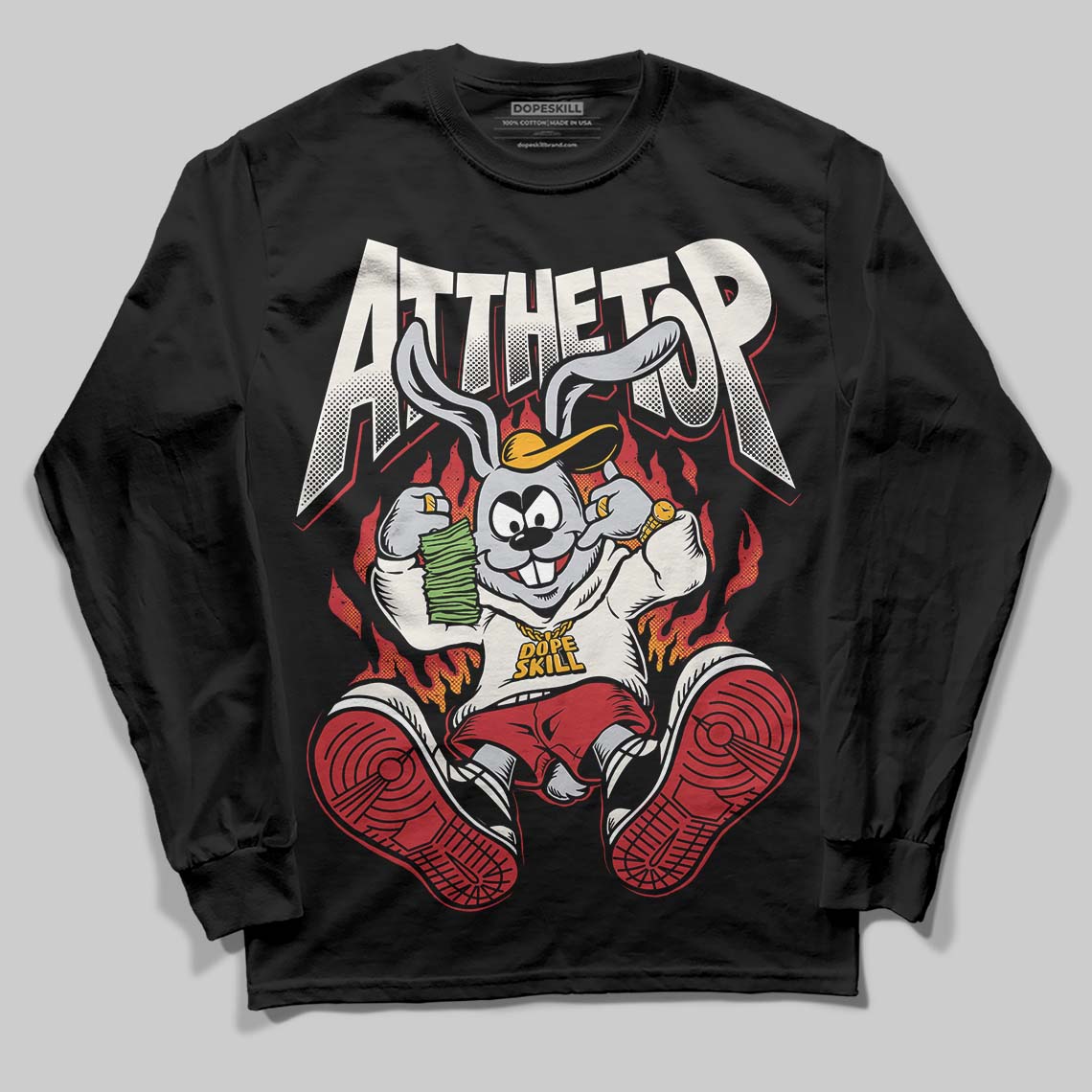 Jordan 4 “Flight Club” DopeSkill Long Sleeve T-Shirt At The Top Graphic Streetwear - Black