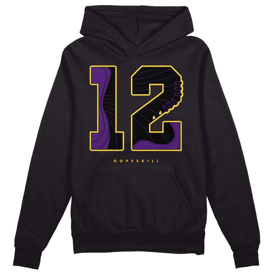 Jordan 12 "Field Purple" DopeSkill Hoodie Sweatshirt No.12 Graphic Streetwear - Black