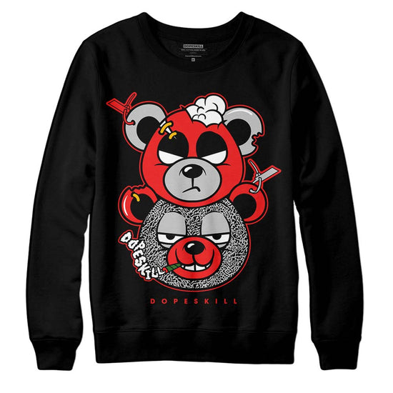 Jordan Spizike Low Bred DopeSkill Sweatshirt New Double Bear Graphic Streetwear - Black 