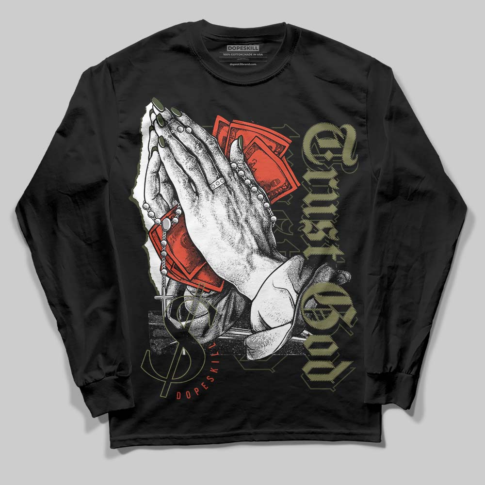 Olive Sneakers DopeSkill Long Sleeve T-Shirt Trust God Graphic Streetwear - Black