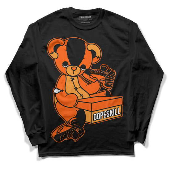 Jordan 12 Retro Brilliant Orange DopeSkill Long Sleeve T-Shirt Sneakerhead BEAR Graphic Streetwear - Black