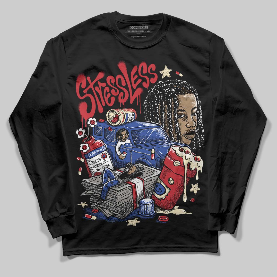 Jordan 4 “Rare Air” DopeSkill Long Sleeve T-Shirt Stressless Graphic Streetwear  Black