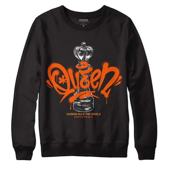 Jordan 12 Retro Brilliant Orange DopeSkill Sweatshirt Queen Chess Graphic Streetwear - Black