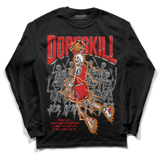 Jordan 3 Fire Red DopeSkill Long Sleeve T-Shirt Thunder Dunk Graphic Streetwear - Black 