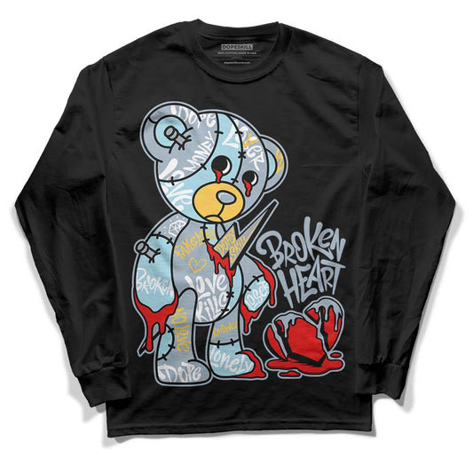 Jordan 13 “Blue Grey” DopeSkill Long Sleeve T-Shirt Broken Heart Graphic Streetwear - Black