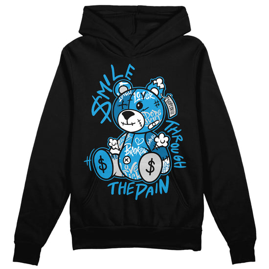 Jordan 4 Retro Military Blue DopeSkill Hoodie Sweatshirt Smile Through The Pain Graphic Streetwear - Black