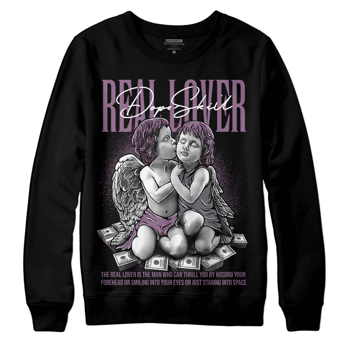 Jordan 2 “Mauve/Off-Noir” DopeSkill Sweatshirt Real Lover Graphic Streetwear - Black 