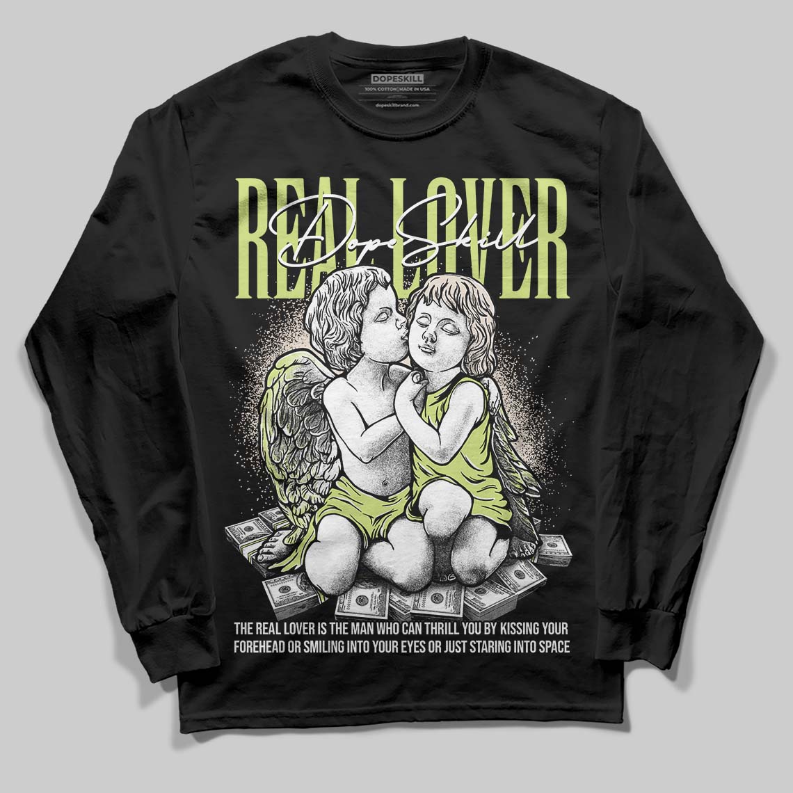 Jordan 5 “Luminous Green” DopeSkill Long Sleeve T-Shirt Real Lover Graphic Streetwear - Black