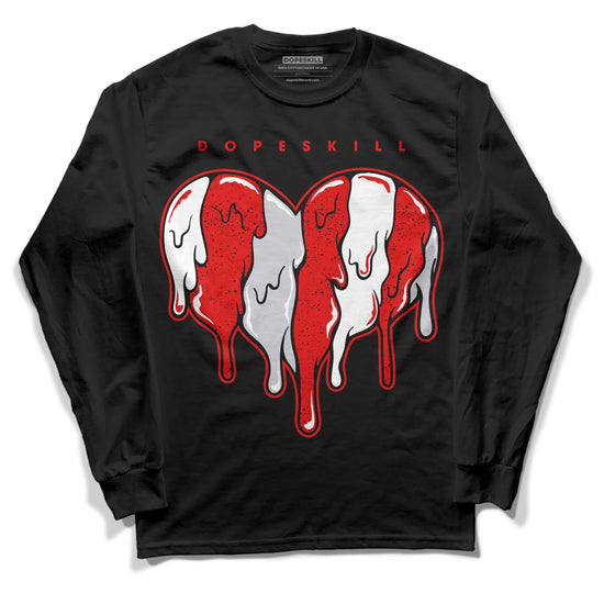 Jordan 4 Retro Red Cement DopeSkill Long Sleeve T-Shirt Slime Drip Heart Graphic Streetwear - Black