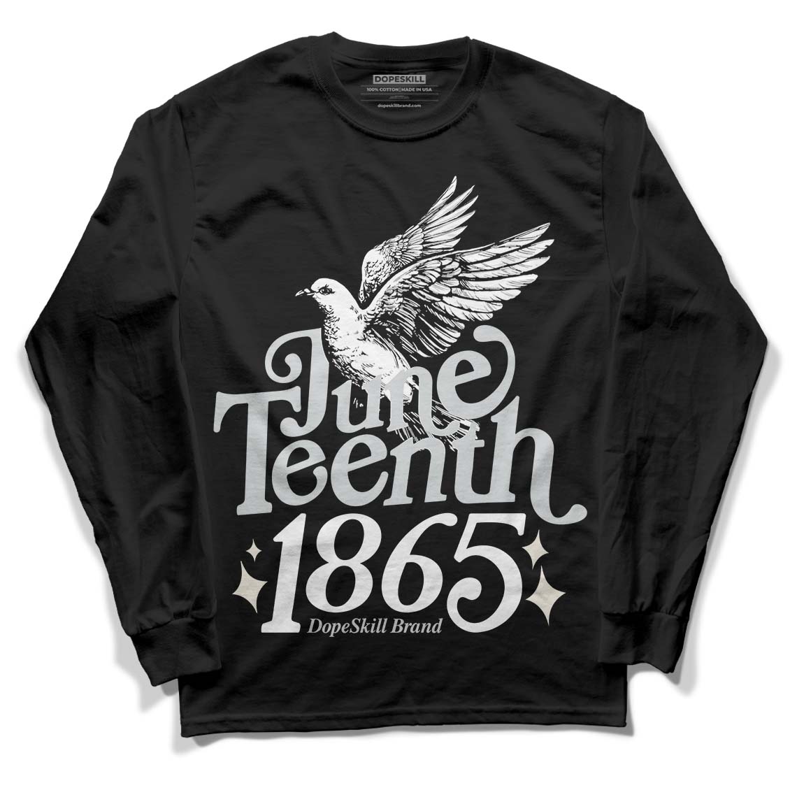 Jordan 1 Retro Low OG Black Cement DopeSkill Long Sleeve T-Shirt Juneteenth 1865 Graphic Streetwear - Black