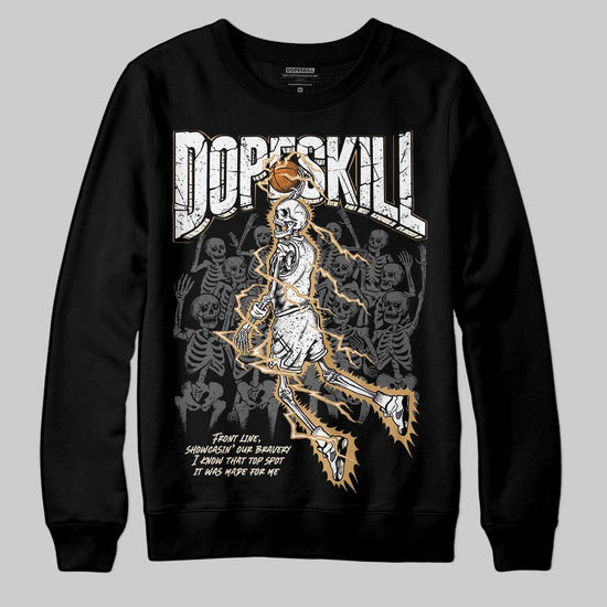 Jordan 5 Retro Reverse Metallic DopeSkill Sweatshirt Thunder Dunk Graphic Streetwear - Black