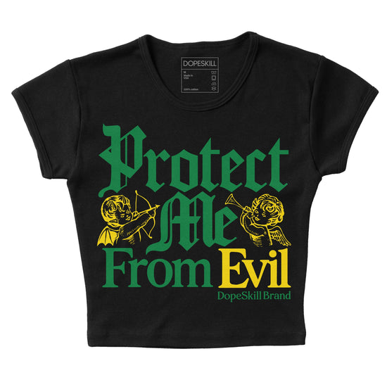 Dunk Low Reverse Brazil DopeSkill Women's Crop Top Protect Me From Evil Graphic Streetwear - Black