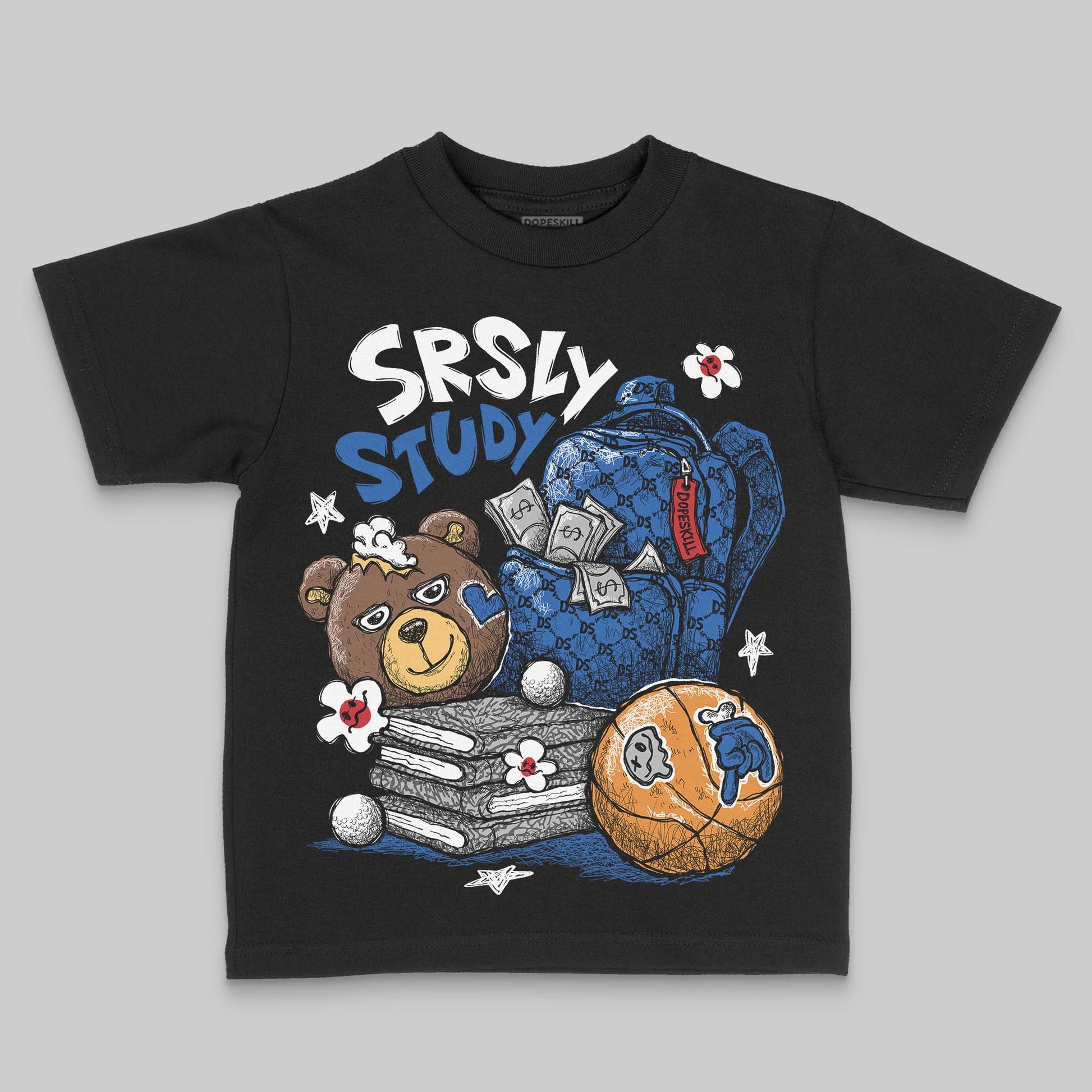 Jordan 3 "True Blue" DopeSkill Toddler Kids T-shirt SRSLY Study Graphic Streetwear - Black