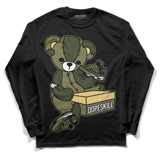 Jordan 4 Retro SE Craft Medium Olive DopeSkill Long Sleeve T-Shirt Sneakerhead BEAR Graphic Streetwear - Black