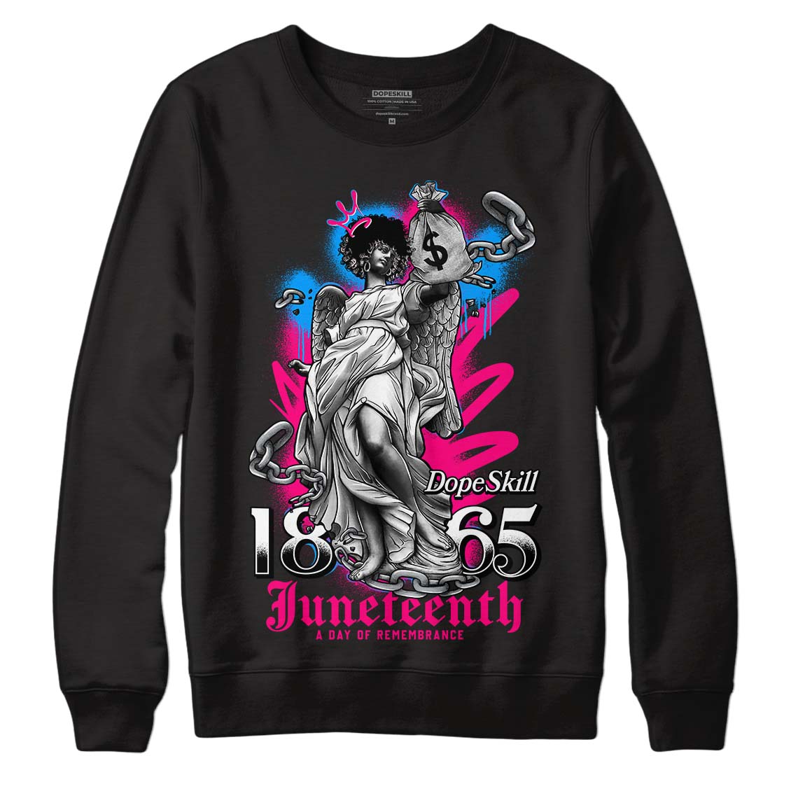 Jordan 1 Low GS “Fierce Pink” Dopeskill Sweatshirt Juneteenth Graphic Streetwear - Black