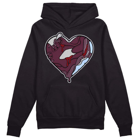 Jordan 5 Retro Burgundy (2023) DopeSkill Hoodie Sweatshirt Heart Jordan 5 Graphic Streetwear - Black