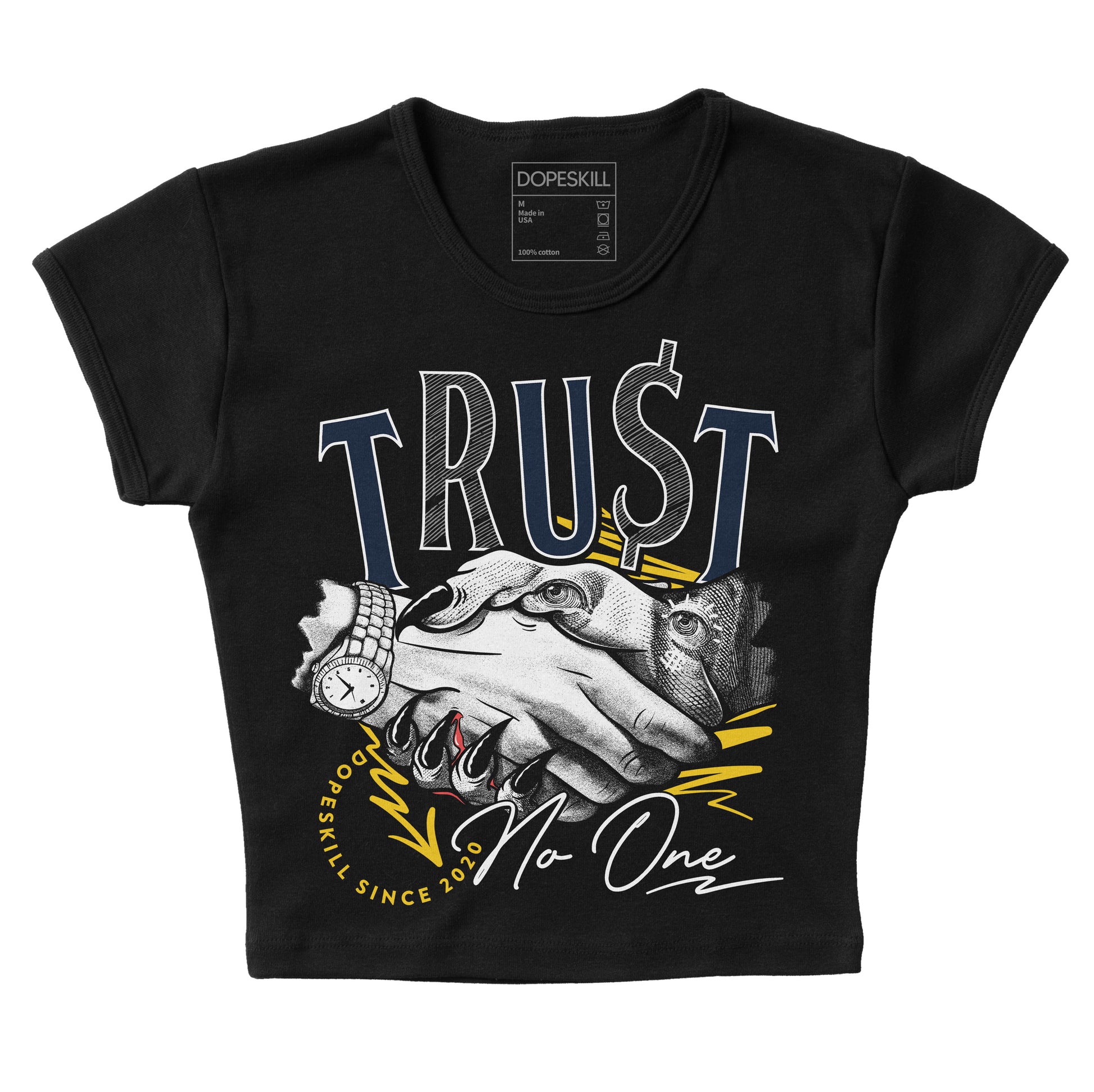 Dunk Low Vintage “Michigan” DopeSkill Women's Crop Top Trust No One Graphic Streetwear - Black