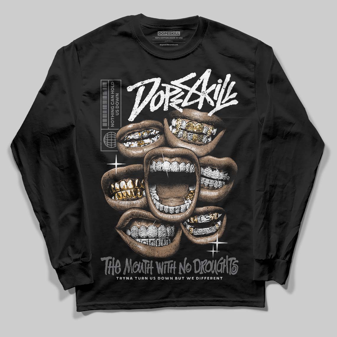 Jordan 9 Retro 'Flint Grey' 2026 DopeSkill Long Sleeve T-Shirt The Mouth With No Droughts Graphic Streetwear - Black