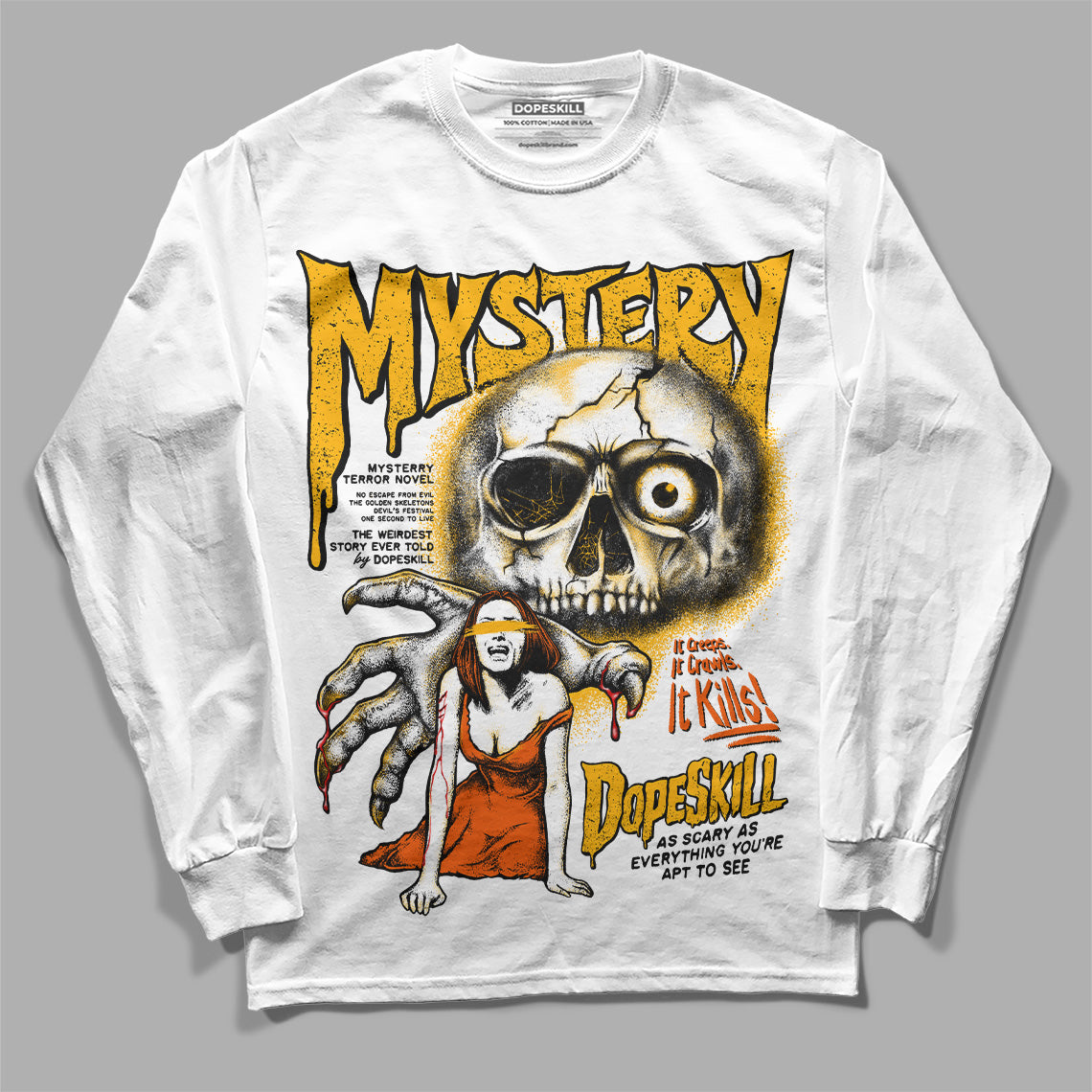 Dunk Low Championship Goldenrod (2021) DopeSkill Long Sleeve T-Shirt Mystery Ghostly Grasp Graphic Streetwear - White\