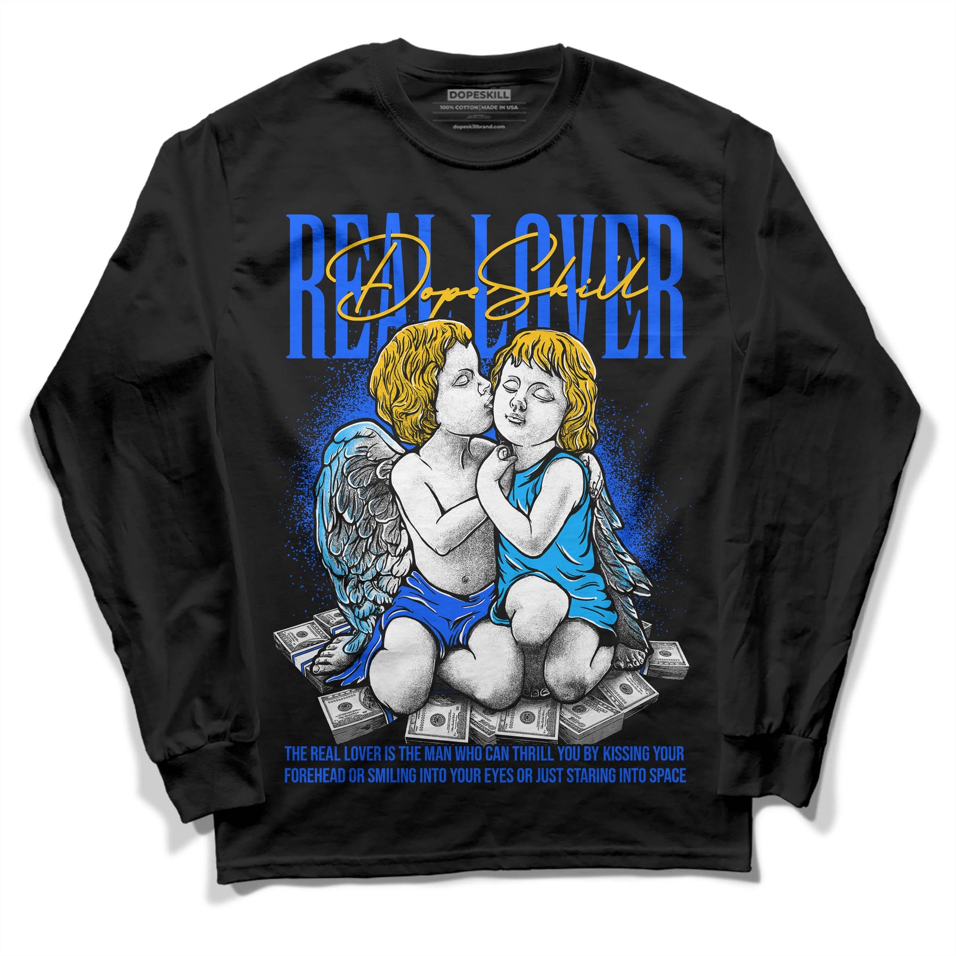 Royal Blue Sneakers DopeSkill Long Sleeve T-Shirt Real Lover Graphic Streetwear - Black