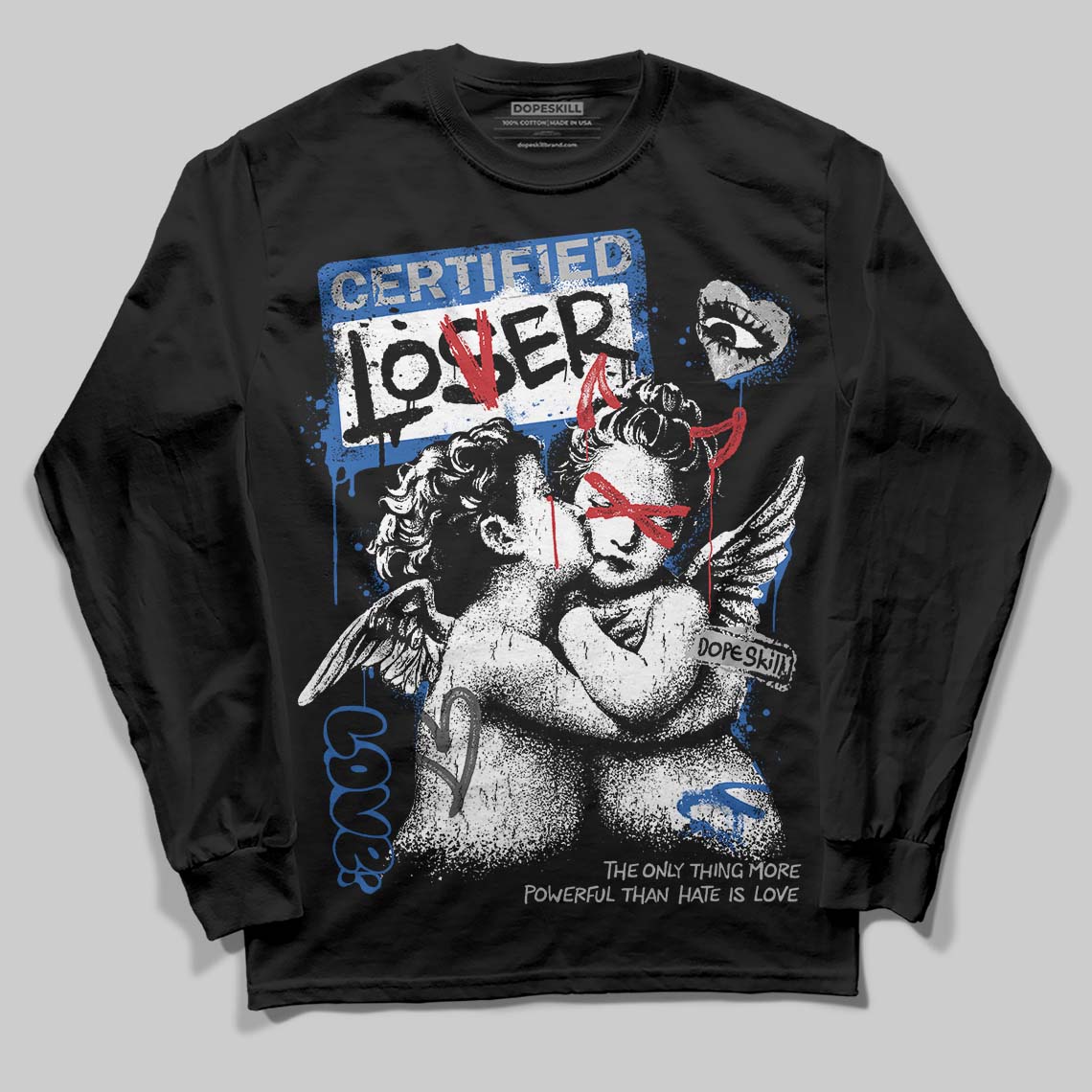 Jordan 3 "True Blue" DopeSkill Long Sleeve T-Shirt Certified Lover Graphic Streetwear - Black