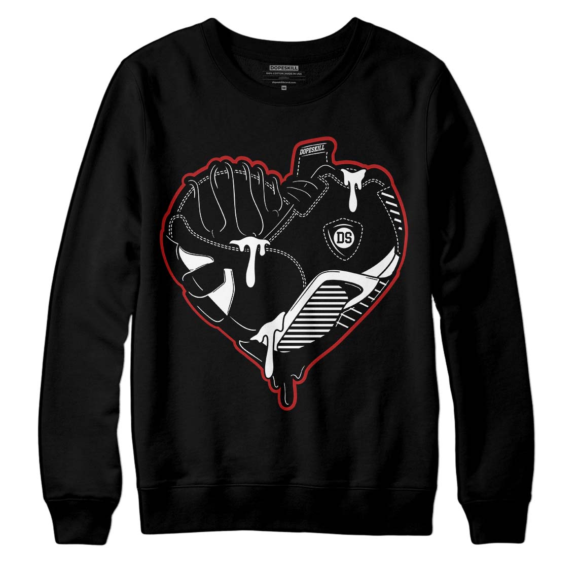 Jordan 14 "Black/White" DopeSkill Sweatshirt Heart Jordan 14 Graphic Streetwear - Black