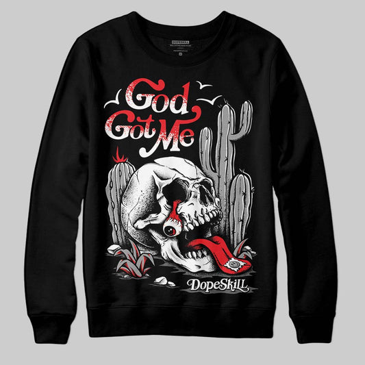 Grey Sneakers DopeSkill Sweatshirt God Got Me Graphic Streetwear - Black