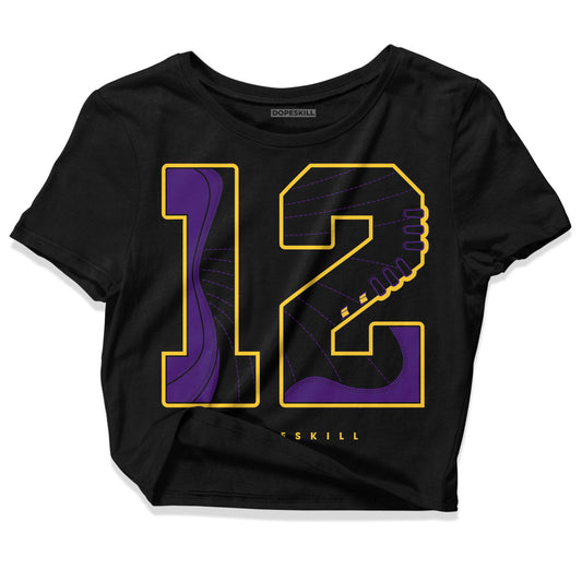 Jordan 12 "Field Purple" DopeSkill Women's Crop Top No.12 Graphic Streetwear - Black