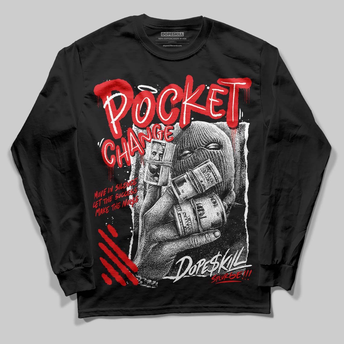 Dunk Panda Low White Black DopeSkill Long Sleeve T-Shirt Pocket Change Graphic Streetwear - Black
