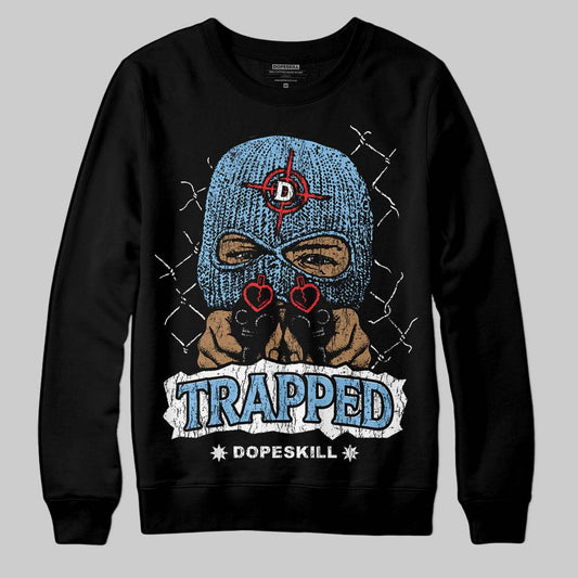 University Blue Sneakers DopeSkill Sweatshirt New Trapped Graphic Streetwear - Black