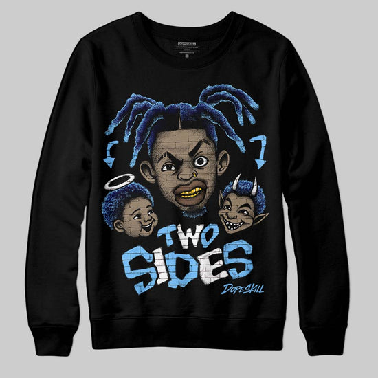 University Blue Sneakers DopeSkill Sweatshirt Two Sides Graphic Streetwear - Black