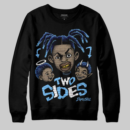 University Blue Sneakers DopeSkill Sweatshirt Two Sides Graphic Streetwear - Black