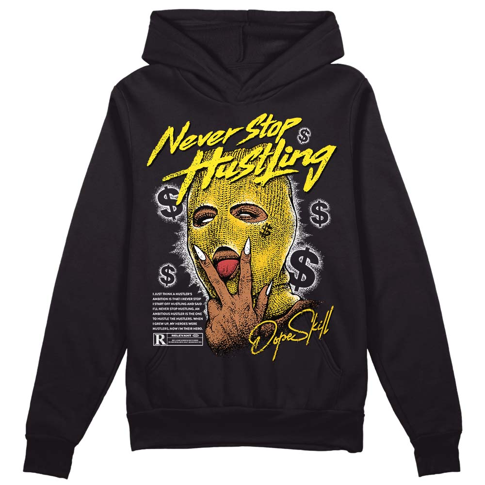 Jordan 4 Retro “Vivid Sulfur” DopeSkill Hoodie Sweatshirt Never Stop Hustling Graphic Streetwear - Black 