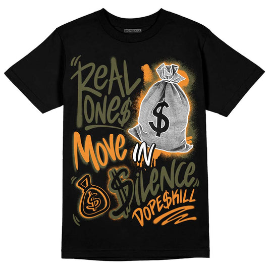 Jordan 5 "Olive" DopeSkill T-Shirt Real Ones Move In Silence Graphic Streetwear - Black 