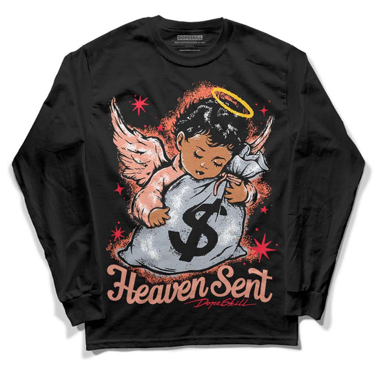 DJ Khaled x Jordan 5 Retro ‘Crimson Bliss’ DopeSkill Long Sleeve T-Shirt Heaven Sent Graphic Streetwear - Black