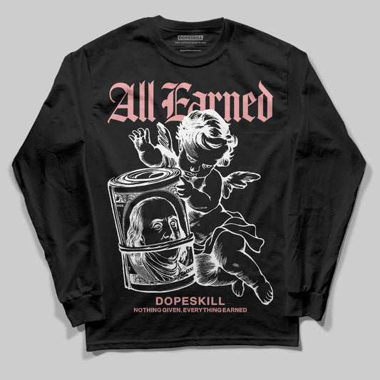 Harris Tweed x Wmns Dunk Low 'Black Phantom' DopeSkill Long Sleeve T-Shirt All Earned Graphic Streetwear - Black