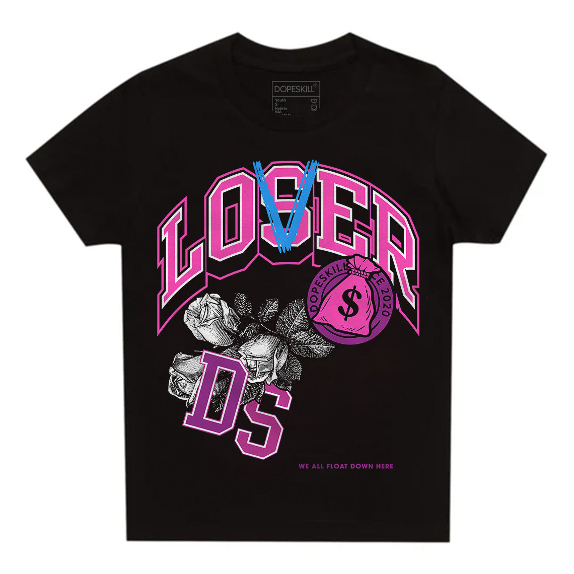 Jordan 4 GS “Hyper Violet” DopeSkill Toddler Kids T-shirt Loser Lover Graphic Streetwear - Black