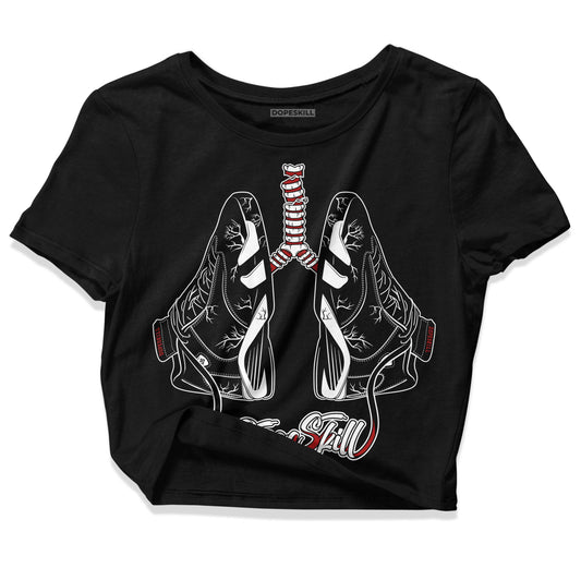 Jordan 14 "Black/White" DopeSkill Women's Crop Top Breathe Graphic Streetwear - Black