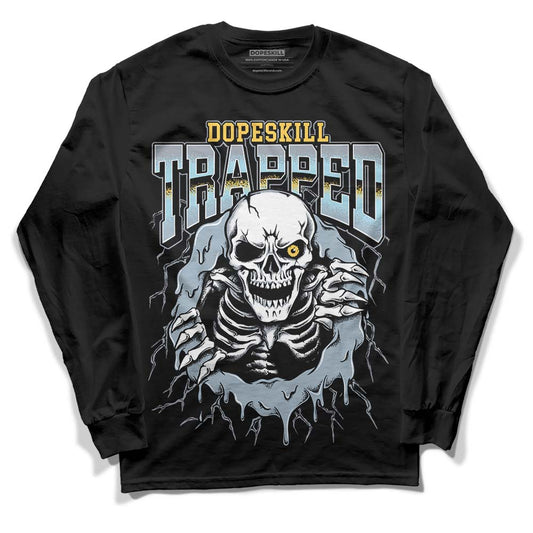 Jordan 13 “Blue Grey” DopeSkill Long Sleeve T-Shirt Trapped Halloween Graphic Streetwear - Black